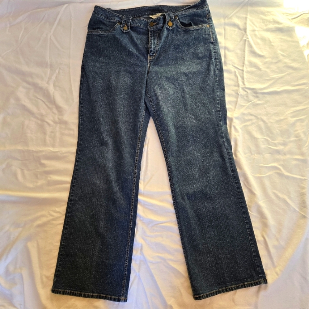 Classic Elements Woman High Rise Denim Blue Jeans Plus Size 18W Tab Wide Leg